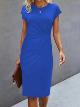Load image into Gallery viewer, Front Knot Bodycon Midi Dress – Round Neck Sleeveless Tie Dress
