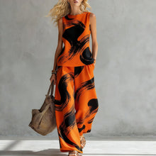 Load image into Gallery viewer, Women's Sleeveless Printed Tank Top &amp; Wide-Leg Pants Two-Piece Set
