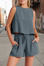 Load image into Gallery viewer, Women's Sleeveless Top &amp; Wide-Leg Shorts Set – Retro Street Style
