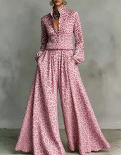 Load image into Gallery viewer, Leopard Print Wide-Leg Pants Set – Women’s Casual Two-Piece
