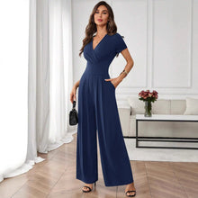 Load image into Gallery viewer, Three-Quarter Sleeve Pleated Wide-Leg Jumpsuit | 2 Colors S–XL
