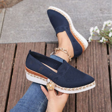 Load image into Gallery viewer, Women’s Woven Rope Platform Snakeskin Pointed-Toe Flats | Trendy Flats
