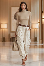 Load image into Gallery viewer, Women's High-Waist Cargo Parachute Pants with Elastic Ankle Cuffs
