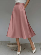 Load image into Gallery viewer, Women's Satin Solid Color Mid-Length Skirt – Slight Stretch
