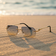 Load image into Gallery viewer, Gold Frame Cheetah Rimless Sunglasses – INS Hip-Hop Style
