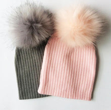 Load image into Gallery viewer, Trend New Winter Children Boy Girl Crochet Artificial Pompom Hat Knitted Toddler Kids Caps With Pompon Baby Beanie For Girls and Boys
