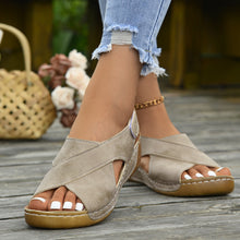 Load image into Gallery viewer, Women's Platform Roman Sandals | Open Toe Velcro Beach Sandals
