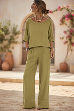 Load image into Gallery viewer, Women's Resort Set – Short Sleeve Top &amp; Wide-Leg Pants
