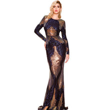 Load image into Gallery viewer, Long Sleeve Backless Sequin Dresses Female Maxi Multi Dress
