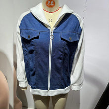 Load image into Gallery viewer, Women's Denim Patchwork Zip-Up Jacket
