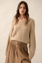 Load image into Gallery viewer, Solid Rib-Knit Dolman-Sleeve Sweater: Oatmeal
