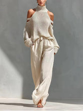 Load image into Gallery viewer, Women's Long-Sleeve Turtleneck Top &amp; Pants Set – Elegant 2-Piece
