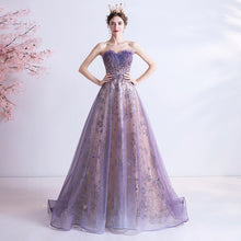 Load image into Gallery viewer, Strapless Purple Sequin Starry Dress Wedding Dress
