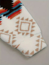 Load image into Gallery viewer, Modern Women Geometric Zip-Up Sherpa Jacket With Hood And Pockets Stylish Winter Jacket
