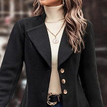 Load image into Gallery viewer, Women’s Winter Overcoat — Lapel Collar, Single-Breasted, Long Pea Coat
