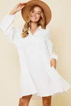 Load image into Gallery viewer, Johnny Collar Balloon Sleeve Mini Dress For Women – Trendy, Fluttering, Fashion-Forward &amp; Chic Statement Dress
