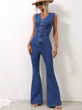 Load image into Gallery viewer, V-Neck Sleeveless : Denim Jumpsuit
