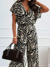 Load image into Gallery viewer, Leopard Print Short Sleeve : Wide Leg Jumpsuit
