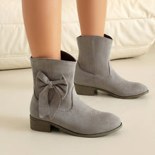 Load image into Gallery viewer, Low Heel Suede Large Size Sweet Bow Casual Boots
