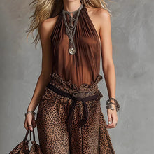Load image into Gallery viewer, Leopard Print Sheer Wide-Leg Pants &amp; Sleeveless Tank Top Set
