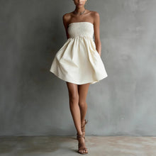 Load image into Gallery viewer, Women's Strapless Tube Mini Dress – Solid Color Elastic Waist

