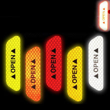 Load image into Gallery viewer, 4Pcs/Set Car Door Stickers Car OPEN Reflective Tape Warning Mark Anti-Collision Universal Safety Reflective Open Notice Bicycle Car Door Stickers DIY Car Open Reflective Tape Warning Mark Reflective Open Notice Bicycle Accessories Car Decoration
