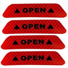 Load image into Gallery viewer, 4Pcs/Set Car Door Stickers Car OPEN Reflective Tape Warning Mark Anti-Collision Universal Safety Reflective Open Notice Bicycle Car Door Stickers DIY Car Open Reflective Tape Warning Mark Reflective Open Notice Bicycle Accessories Car Decoration
