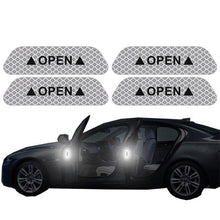 Load image into Gallery viewer, 4PCS/Set Car Door Stickers Universal Safety Warning Mark OPEN High Reflective Tape For Auto Accessories Exterior Bike Helmet Door Open Reflective Warning Stickers Auto Open Sign Anti-Collision Safety Reflective Decal
