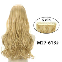 Load image into Gallery viewer, 5 Clip In Hair Extension Heat Resistant Fake Hairpieces Long Wavy Hairstyles Synthetic Clip Golden On Hair Extensions Straight Hair Extensions with Invisible Fish Line Layered Hairpiece
