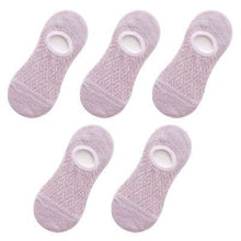 Load image into Gallery viewer, 5 Pairs Female Silicone non-slip invisible Socks Summer Solid Color Mesh Ankle Boat Socks Female Cotton Slipper No show Socks For Women
