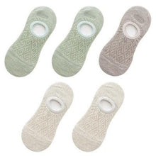 Load image into Gallery viewer, 5 Pairs Female Silicone non-slip invisible Socks Summer Solid Color Mesh Ankle Boat Socks Female Cotton Slipper No show Socks For Women
