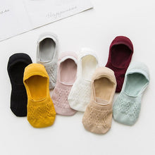 Load image into Gallery viewer, 5 Pairs Women Cotton Low Cut Socks Solid Snowflake Soft Summer Silicone Non-slip Deep Mouth Prevent Heel Loss Slipper Socks For Women
