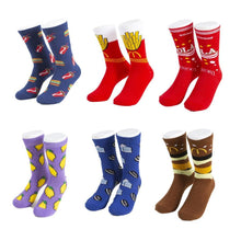 Load image into Gallery viewer, Women's Colorful Cotton Socks Fruits Banana Avocado Lemon Egg Cookie Donuts Food Happy Color Socks
