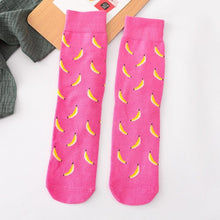 Load image into Gallery viewer, Women's Colorful Cotton Socks Fruits Banana Avocado Lemon Egg Cookie Donuts Food Happy Color Socks
