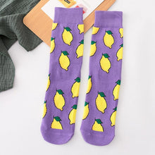 Load image into Gallery viewer, Women's Colorful Cotton Socks Fruits Banana Avocado Lemon Egg Cookie Donuts Food Happy Color Socks
