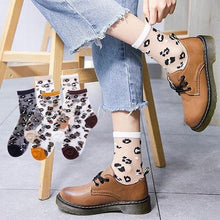 Load image into Gallery viewer, 5 Pairs Young Girl Funny Cute Fashion Colorful Candy Dot Red Lips Wave Socks Sweet Women Thin Summer Ankle Crystal Sheer Socks For Women
