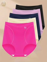 Load image into Gallery viewer, 5 pcs high waist tummy Ice silk scarless women's triangle panties comfortable breathable buttocks summer thin models
