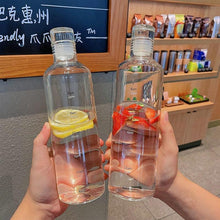 Load image into Gallery viewer, 500ml Glass Water Bottle with Time Marker Transparent Milk Cup Outdoor Sports Portable Leakproof Drink Bottle with Cup Sets Water Bottle Leak-proof Time Scale Print Transparent High  Bottle for Office Water Bottle
