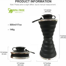 Load image into Gallery viewer, 500ML Silicone Water Bottle Cup Foldable Leak Proof Portable Sports Travel Water Bottles For Outdoor Travel Gym Hiking Reuseable BPA Free Folding Water Bottle
