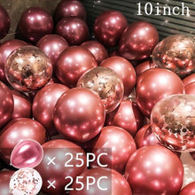 Load image into Gallery viewer, 50/15pcs 10inch Gold Silver Black Metal Latex Confetti Balloons For Wedding Decorations  Birthday Party Decorations Bridal Showers Baby Showers
