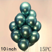 Load image into Gallery viewer, 50/15pcs 10inch Gold Silver Black Metal Latex Confetti Balloons For Wedding Decorations  Birthday Party Decorations Bridal Showers Baby Showers
