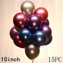 Load image into Gallery viewer, 50/15pcs 10inch Gold Silver Black Metal Latex Confetti Balloons For Wedding Decorations  Birthday Party Decorations Bridal Showers Baby Showers
