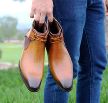 Load image into Gallery viewer, Burnished Calfskin Belt Cognac
