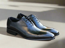 Load image into Gallery viewer, Burnished Calfskin Lace-Up Oxford Black

