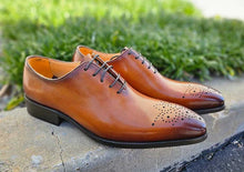 Load image into Gallery viewer, Burnished Calfskin Lace-Up Oxford Cognac
