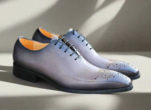 Load image into Gallery viewer, Burnished Calfskin Lace-Up Oxford Grey
