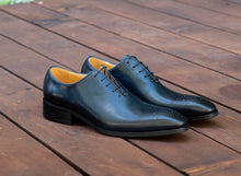 Load image into Gallery viewer, Burnished Calfskin Lace-Up Oxford Navy

