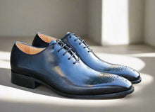Load image into Gallery viewer, Burnished Calfskin Lace-Up Oxford Navy
