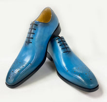 Load image into Gallery viewer, Burnished Calfskin Lace-Up Oxford Ocean Blue
