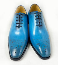 Load image into Gallery viewer, Burnished Calfskin Lace-Up Oxford Ocean Blue
